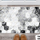 Tapete Capacho Personalizado Hexagonos Degrade Tons Pretos E