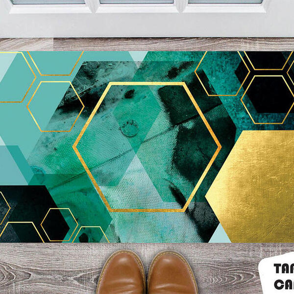 Tapete Capacho Personalizado Hexagonos Estampa Texturizada Ve