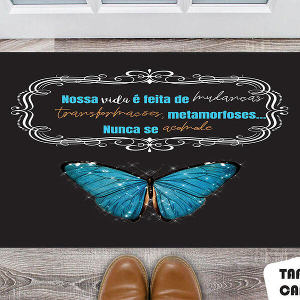 Tapete Capacho Personalizado Metamorfose Borboleta Azul