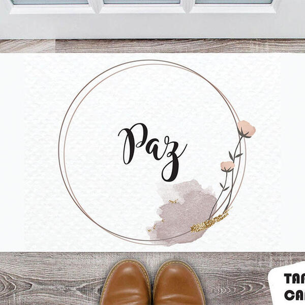 Tapete Capacho Personalizado Paz Minimalista Floral