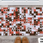 Tapete Capacho Personalizado Pequenos Quadrados Tons Avermelh