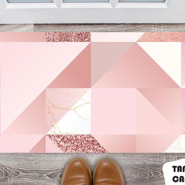 Tapete Capacho Personalizado Pirâmides Irregulares Rose Brilh