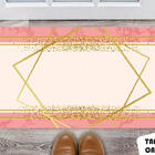 Tapete Capacho Personalizado Quadrados Rose Com Detalhes Gold