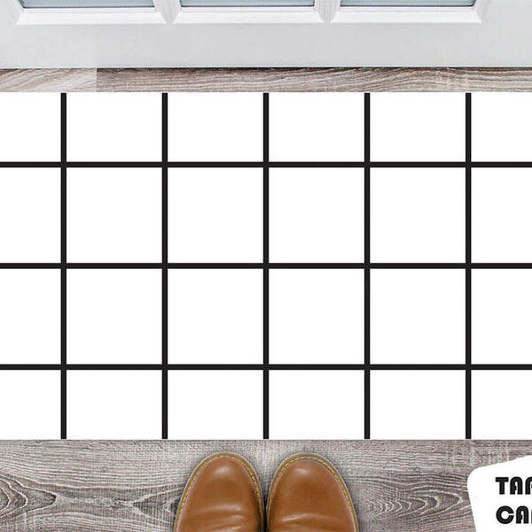 Tapete Capacho Personalizado Quadriculado Preto E Branco