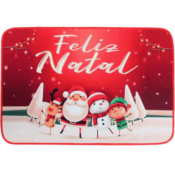 Tapete Capacho Porta Enfeite Feliz Natal Decoração 39x59cm