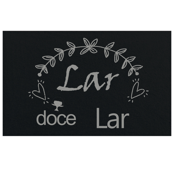 Tapete Capacho Preto Lar Doce Lar Cinza - Antiderrapante