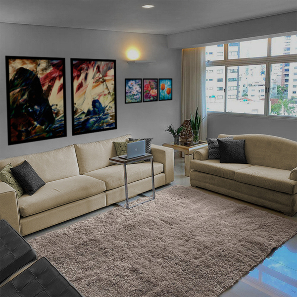 Tapete Champagne Peludo Para Quarto 300x200cm Casen