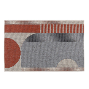 Foto de Tapete Externo Retangular 1,5x2m Cinza e Vermelho