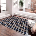 Tapete Chevrom Preto, Cinza E Bege Casa Dona Antiderrapante 1