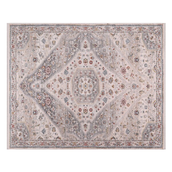 Tapete Retangular Coliseo Algodão Bege e Cinza Áreas Internas 1,4x2m Edantex