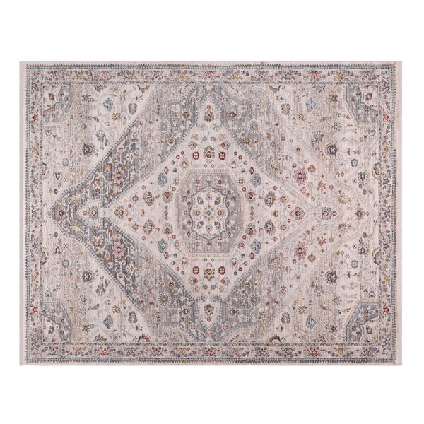 Tapete Retangular Coliseo Algodão Bege e Cinza Áreas Internas 1x1,5m Edantex