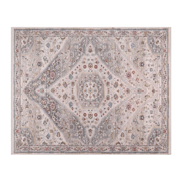 Tapete Retangular Coliseo Algodão Bege e Cinza Áreas Internas 2,5x3,1m Edantex