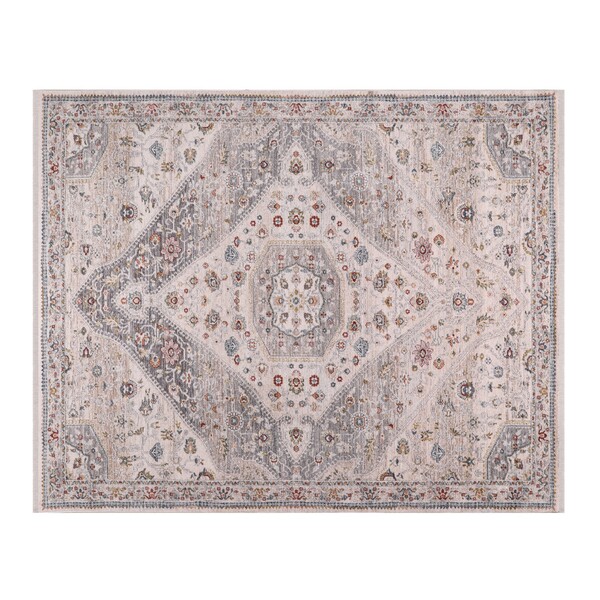 Tapete Retangular Coliseo Algodão Bege e Cinza Áreas Internas 2x2,5m Edantex