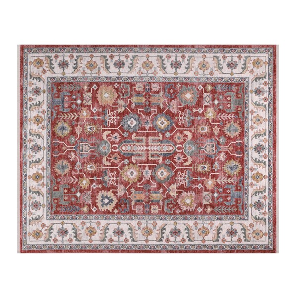 Tapete Retangular Coliseo Algodão Vermelho e Cinza Áreas Internas 2x2,5m Edantex