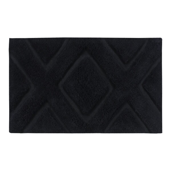 Tapete de Banheiro Algodão Retangular Preto 1 Peça 50x90cm Gatsby Sensea
