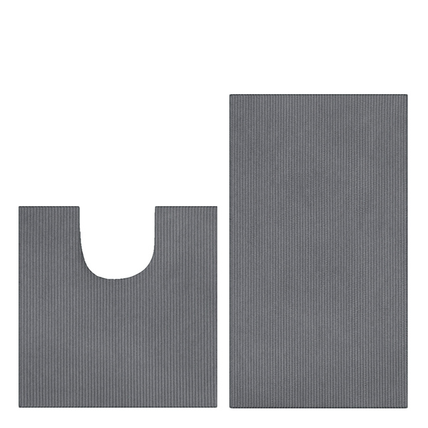 Tapete De Banheiro Cotelê Antiderrapante Kit 2peças Chumbo