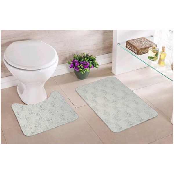 Tapete De Banheiro Kit 2 Peças Delhi Gold Duo Cor Branco 12