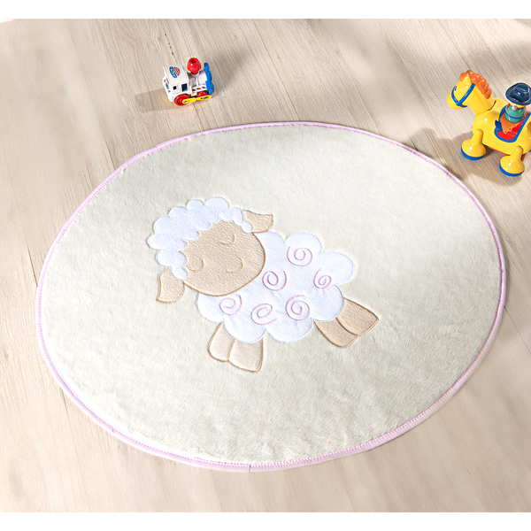 Tapete De Bebê Decorativo Pelúcia Ovelhinha Rosa 78cm X 68cm