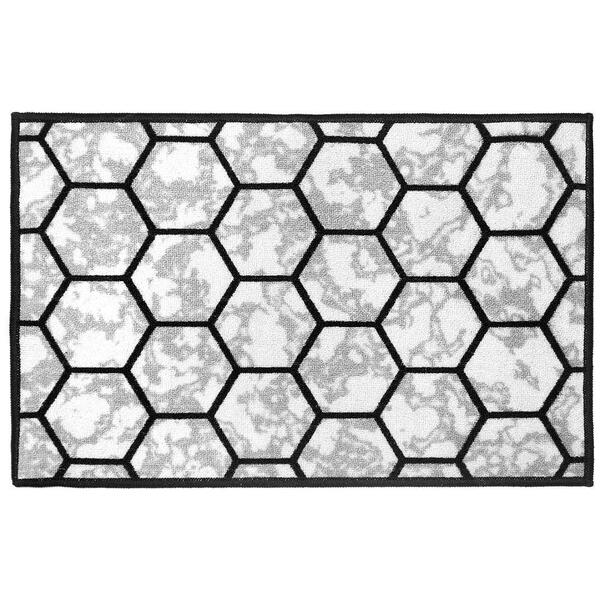 Tapete De Cozinha Cleankasa Marmore Hexagonal Cinza 0,50x0,75
