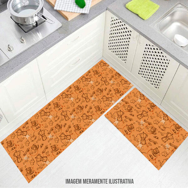 Tapete De Cozinha Personalizado Conjunto Brown Coffee