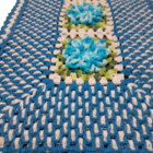 Tapete De Crochê Artesanal Azul Com Flor