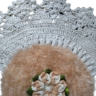 Tapete De Crochê Luxo Branco E Marrom Artesanal