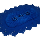 Tapete De Crochê Oval Azul Artesanal