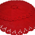 Tapete De Crochê Redondo Vermelho Artesanal