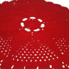 Tapete De Crochê Redondo Vermelho Artesanal