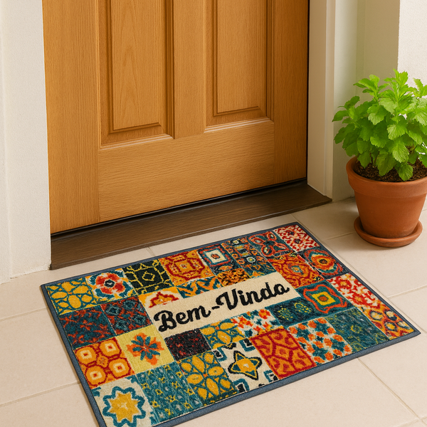 Tapete De Entrada 100% Poliéster Base Látex Antiderrapante 75