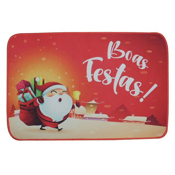 Tapete De Entrada Capacho Natalino Poliéster 40x60,5cm