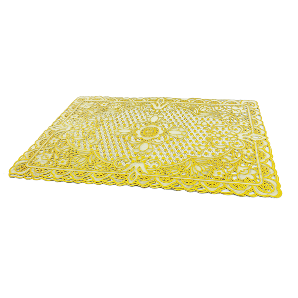 Tapete De Mesa Retangular Dourado Com Branco 30 X 45cm