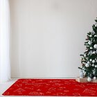 Tapete De Natal Para Sala Elementos Natalinos Vermelho Único