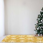 Tapete De Natal Para Sala Flocos De Neve Gold Único