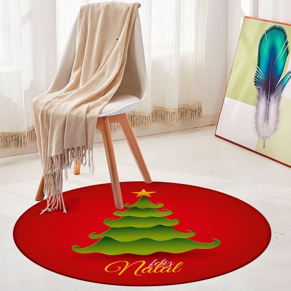 Tapete De Natal Redondo Feliz Natal Com Pinheiro