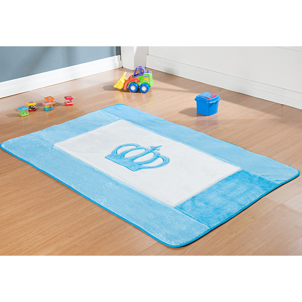 Tapete De Pelúcia Azul Decorativo 1,20m X 74cm Antiderrapante