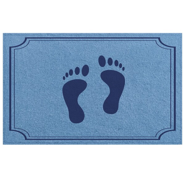 Tapete De Piso Banheiro Azul 45x65cm Pés 01 - Antiderrapante