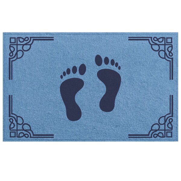 Tapete De Piso Banheiro Azul 45x65cm Pés 02 - Antiderrapante