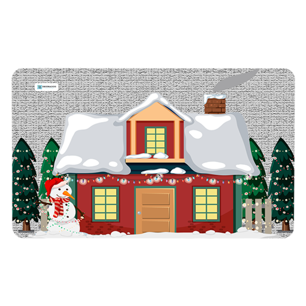 Tapete De Porta Avulso Casa De Natal 40cm X 60cm Único