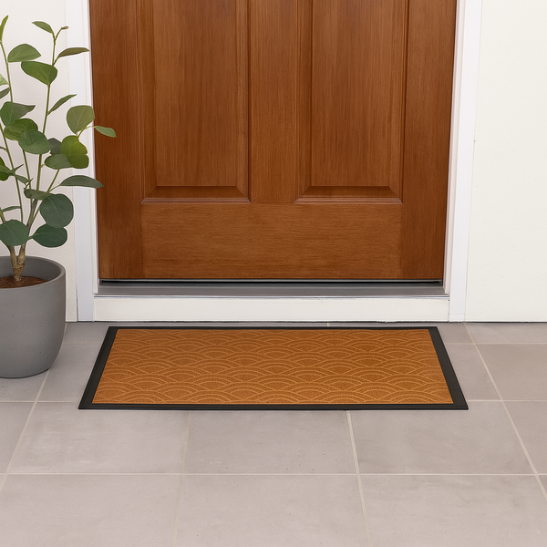 Tapete De Porta Capacho Fenice Texturas 70x40cm Escamas Bege