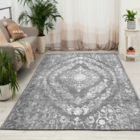 Tapete De Tecido Cinza Ornamental 1,35mx3,00m