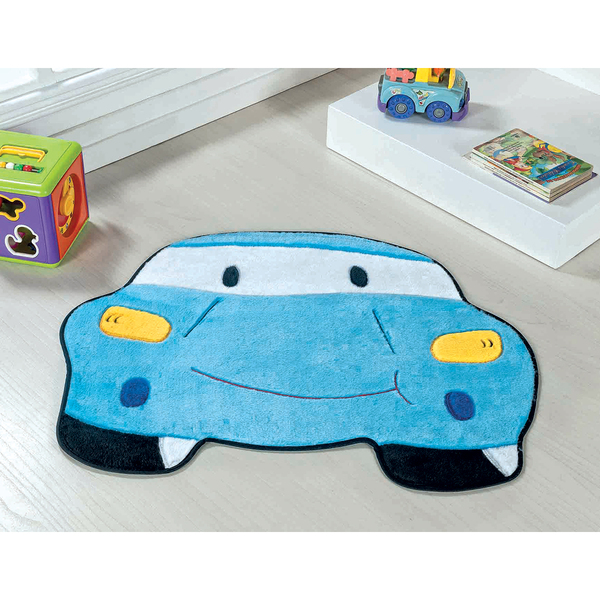 Tapete Decorativo Azul Infantil Carro Azul Turquesa 78cm X 60