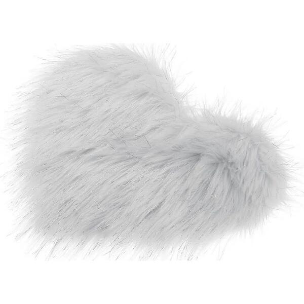 Tapete Decorativo De Pelúcia Lisa Coração 78x88 Cm Cinza