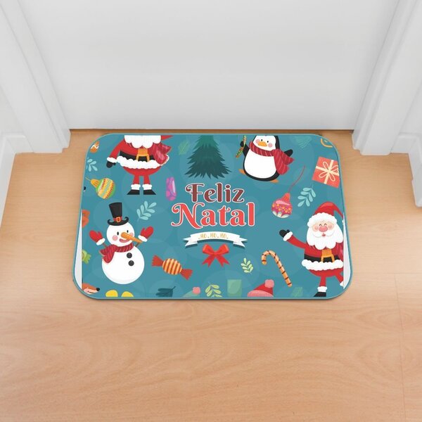 Tapete Decorativo Emborrachado Feliz Natal Enfeites - 60x40 Cm