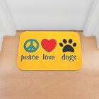 Tapete Decorativo Emborrachado Peace Love Dogs - 60x40 Cm