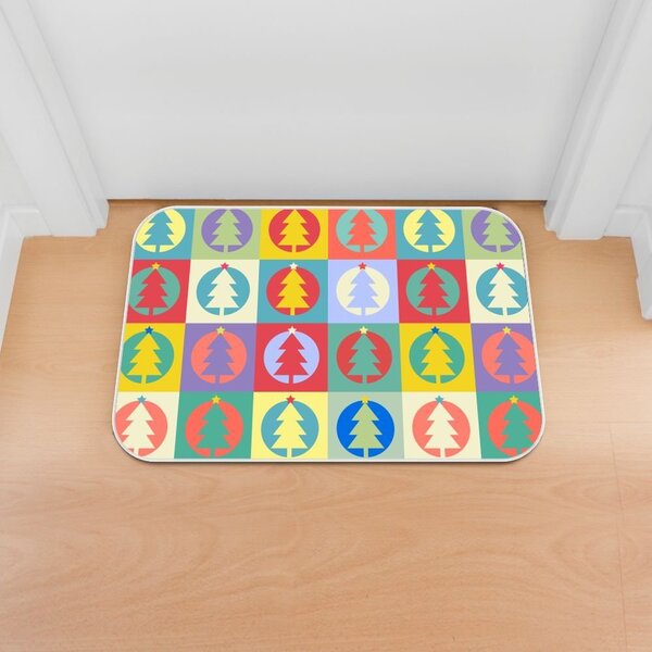 Tapete Decorativo Emborrachado Pinheirinhos Natalino Colorido