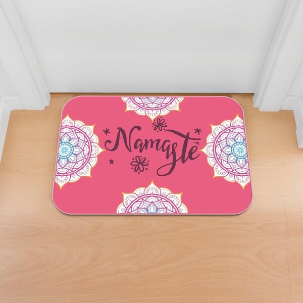 Tapete Decorativo Emborrachado Rosa Namaste E Mandala - 60x40