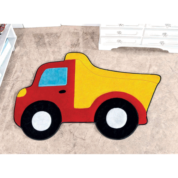 tapete decorativo infantil menino caminhao vermelho 87cm x 58cm antiderrapante