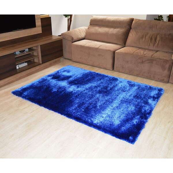 Tapete Elsa Retangular Shaggy 200x250 Cm Azul
