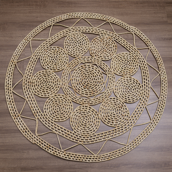 Tapete Em Palha Natural Boho Rústico 1.20m